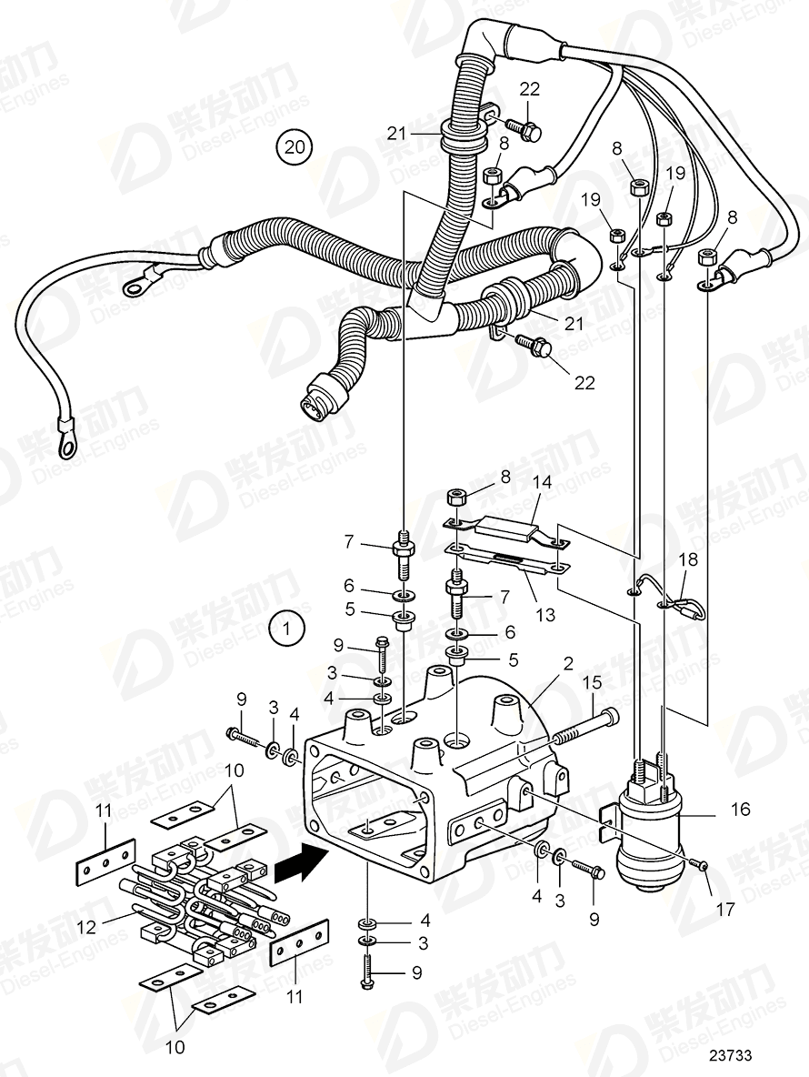 volvo penta Wiring harness 3884333 Drawing